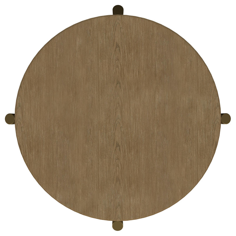 Arini Round End Side Table With Storage Shelf Sand Wash - 706187