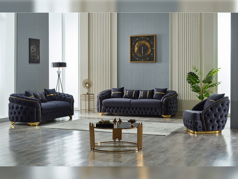 Arizona 4-pieces (Sofa & Loveseat & 2 Chair) Livingroom Set Anthracite in Anthracite - 101-ARI-ANK154-3211
