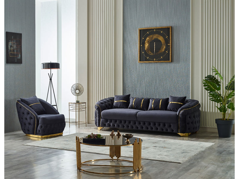 Arizona 4-pieces (Sofa & Loveseat & 2 Chair) Livingroom Set Anthracite in Anthracite - 101-ARI-ANK154-3211