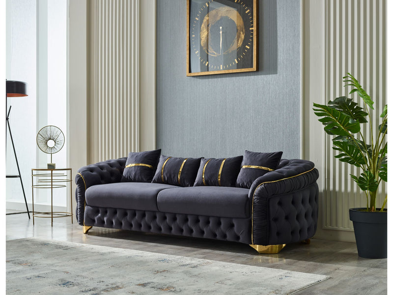 Arizona 4-pieces (Sofa & Loveseat & 2 Chair) Livingroom Set Anthracite in Anthracite - 101-ARI-ANK154-3211