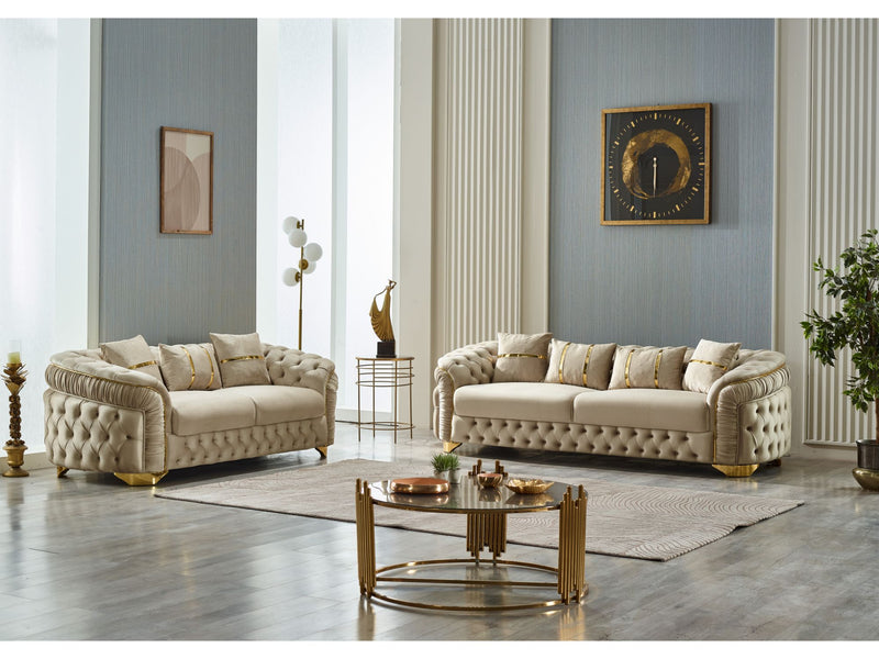 Arizona Stationary Loveseat Beige in Beige - 101-ARI-ANK529-2
