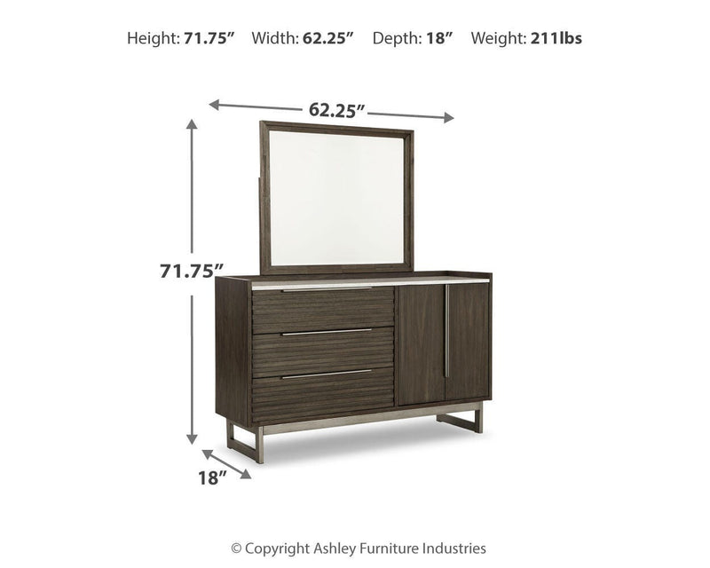 Arkenton Grayish Brown Dresser and Mirror - B786B1