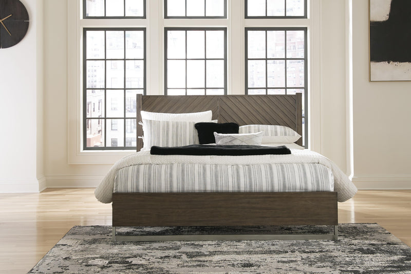 Arkenton Grayish Brown King Panel Bed - B786B4