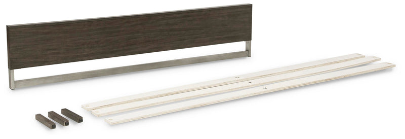 Arkenton Grayish Brown King Panel Bed, Dresser and Mirror - B786B8