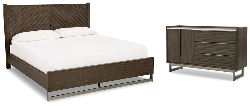 Arkenton King Panel Bed with Dresser in Grayish Brown - PKG014299