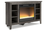 Arlenbry Gray Corner TV Stand with Electric Fireplace - Gate FurnitureTV Stand