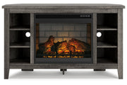 Arlenbry Gray Corner TV Stand with Electric Fireplace - Gate FurnitureTV Stand