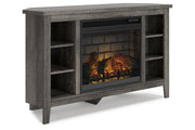 Arlenbry Gray Corner TV Stand with Electric Fireplace - Gate FurnitureTV Stand