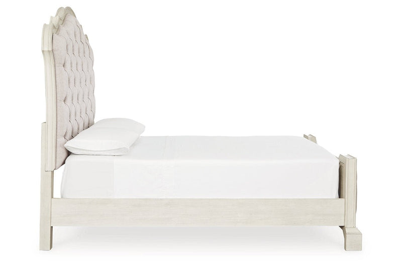 Arlendyne Antique White Queen Upholstered Bed - Gate FurnitureQueen Bed