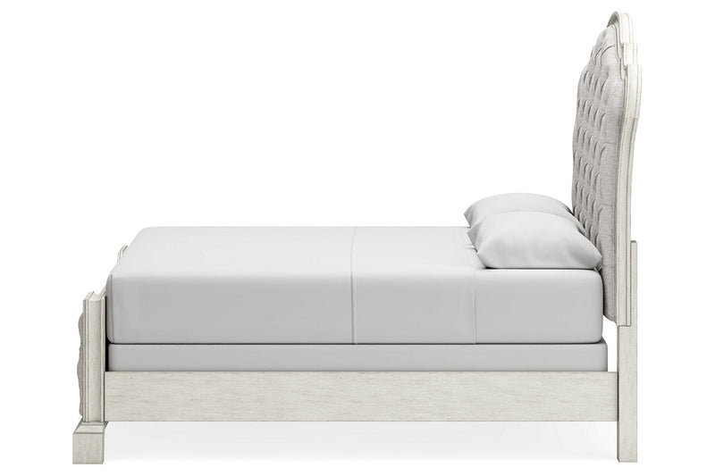 Arlendyne Antique White Queen Upholstered Bed - Gate FurnitureQueen Bed