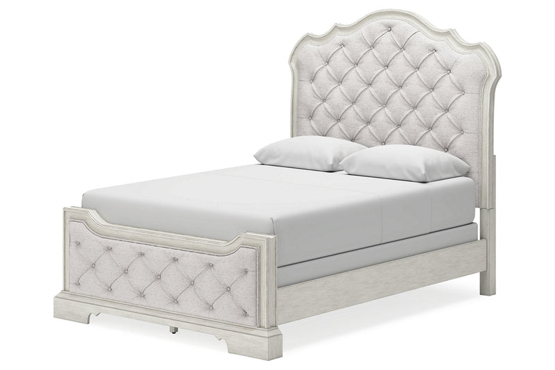 Arlendyne Antique White Queen Upholstered Bed - Gate FurnitureQueen Bed