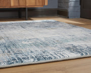 Arlenmont Blue/White/Brown 5' x 7' Memory Foam Area Rug - R407482