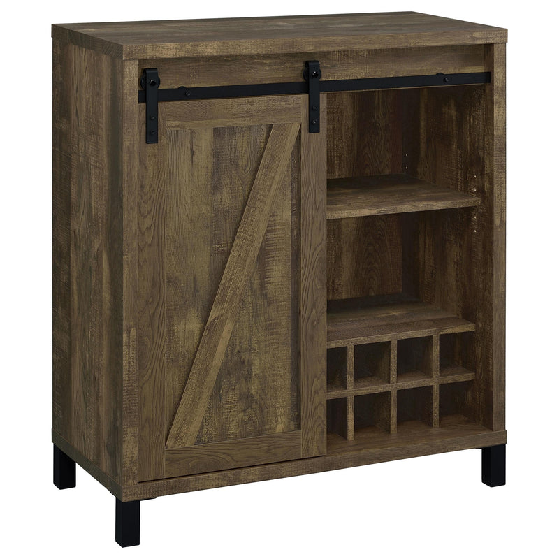 Arlington Sliding Door Home Bar Wine Cabinet Rustic Oak - 182852