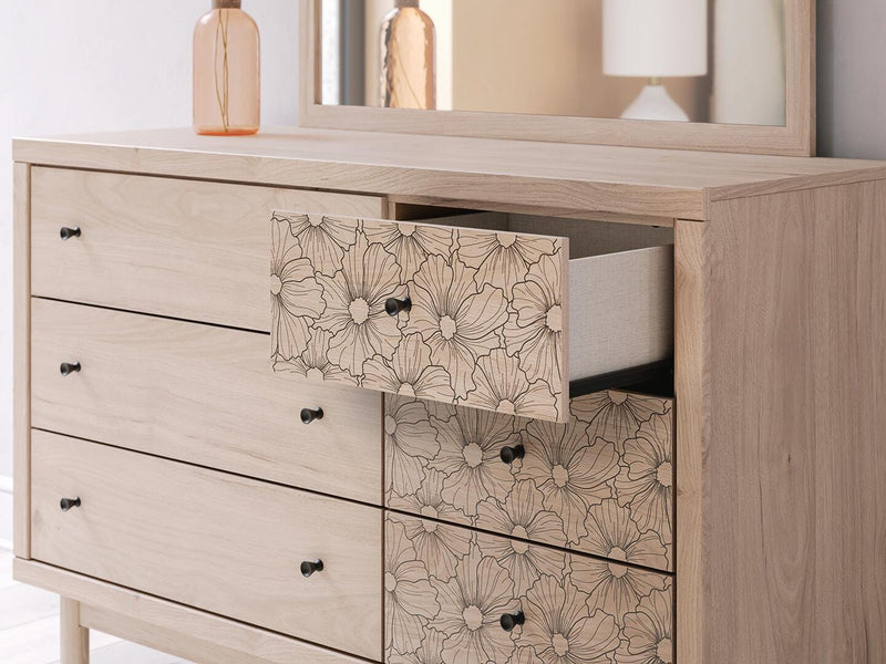 Arloster Full Upholstered Panel Bed, Dresser and Mirror - PCB1566B13