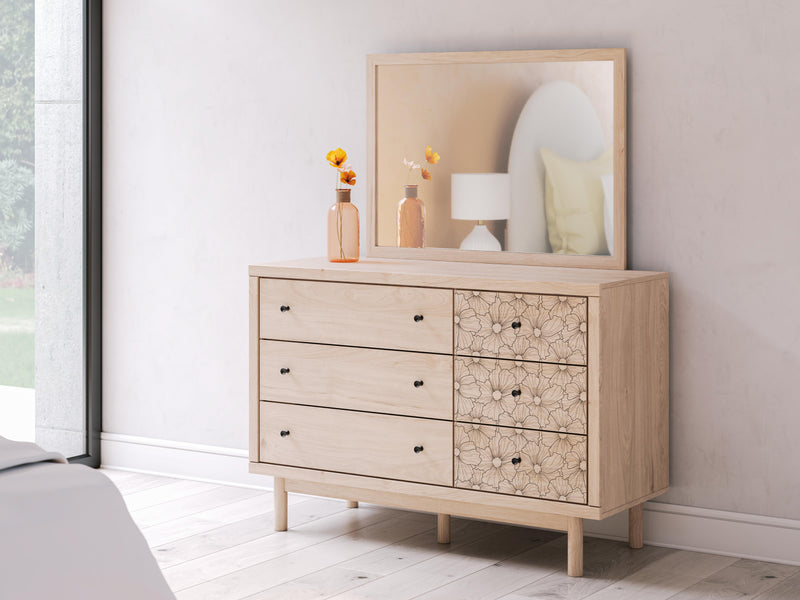 Arloster Full Upholstered Panel Bed, Dresser and Mirror - PCB1566B13
