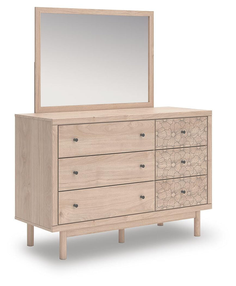 Arloster Full Upholstered Panel Bed, Dresser and Mirror - PCB1566B13