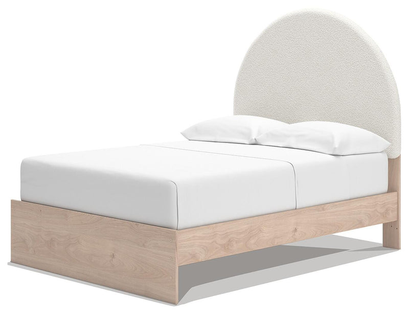 Arloster Tan/White Full Upholstered Panel Bed with Storage - PCB1566B5