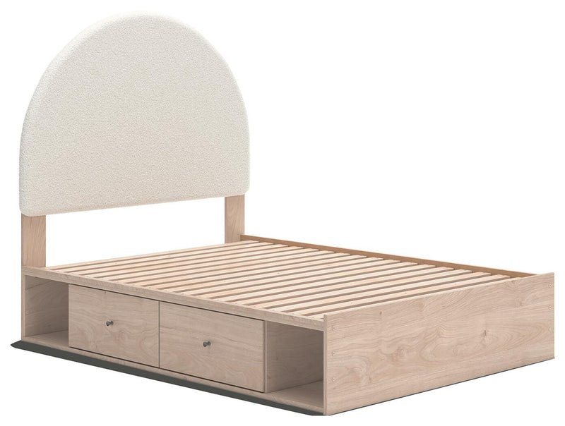 Arloster Tan/White Full Upholstered Panel Bed with Storage - PCB1566B5