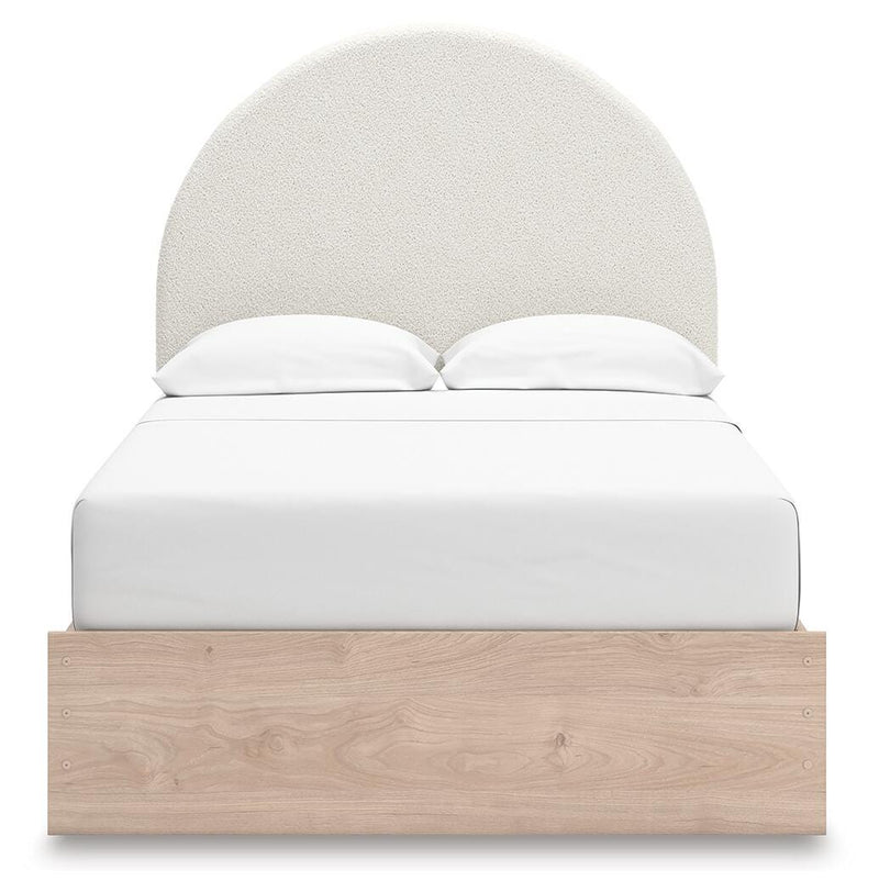 Arloster Tan/White Full Upholstered Panel Bed with Storage - PCB1566B5
