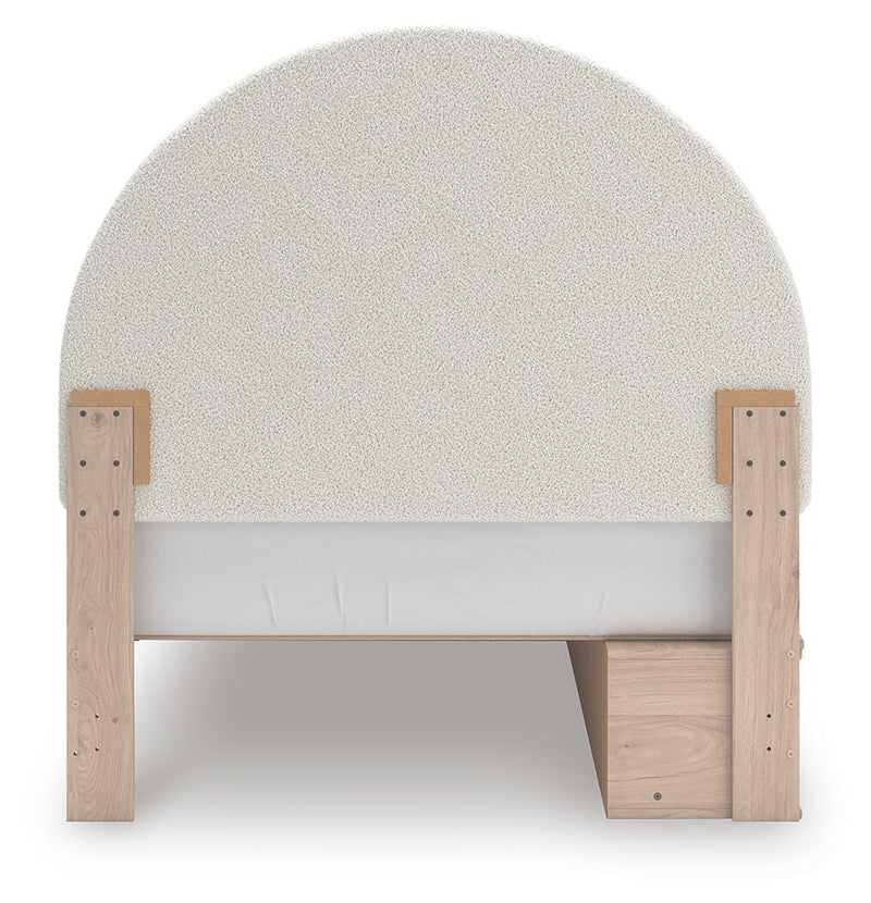 Arloster Tan/White Full Upholstered Panel Bed with Storage - PCB1566B5