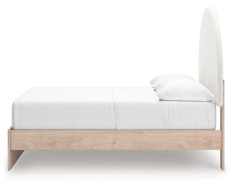 Arloster Tan/White Full Upholstered Panel Bed with Storage - PCB1566B5