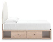 Arloster Tan/White Full Upholstered Panel Bed with Storage - PCB1566B5