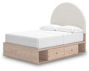 Arloster Tan/White Full Upholstered Panel Bed with Storage - PCB1566B7