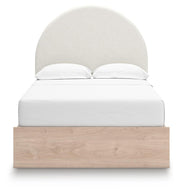 Arloster Tan/White Full Upholstered Panel Bed with Storage - PCB1566B7
