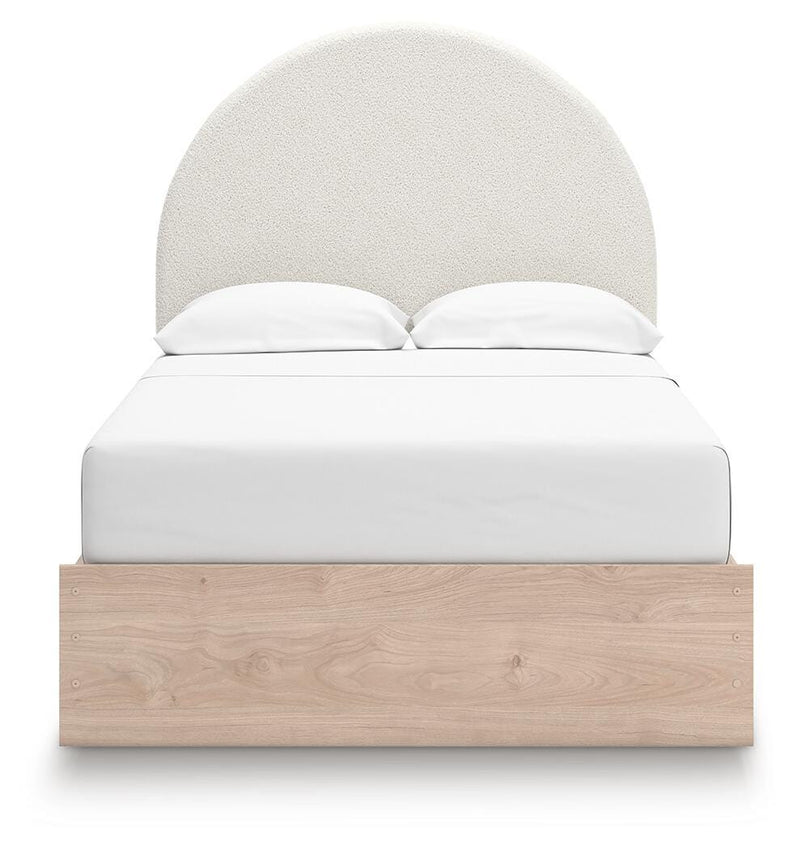 Arloster Tan/White Full Upholstered Panel Bed with Storage - PCB1566B7