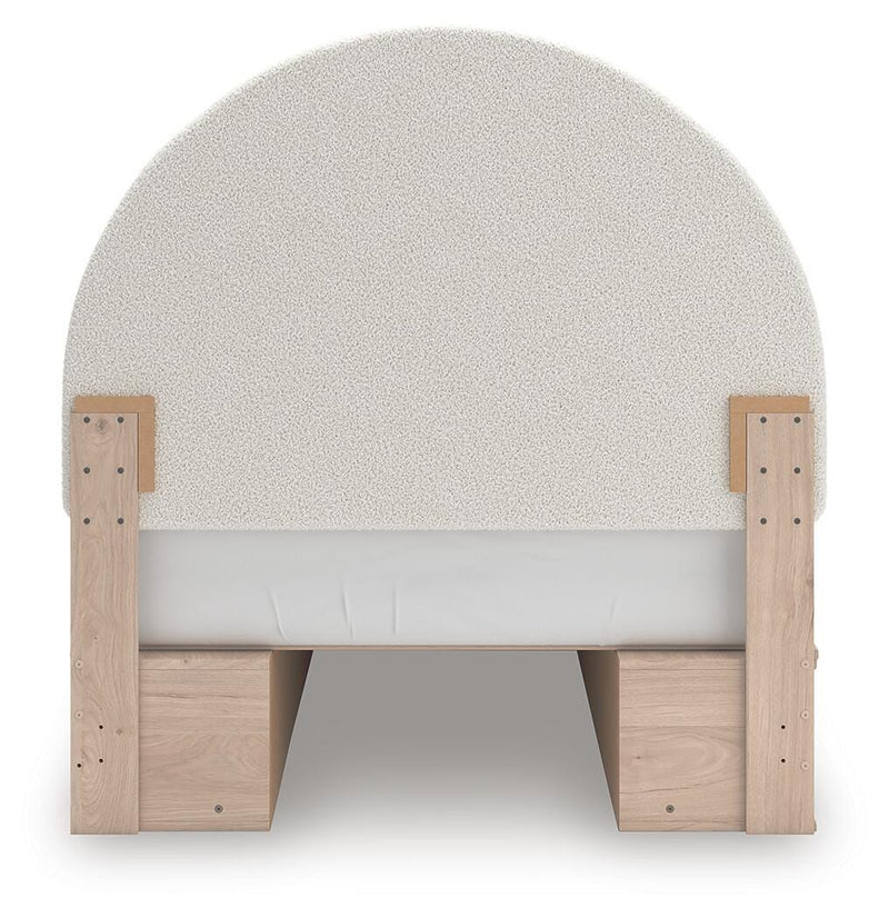 Arloster Tan/White Full Upholstered Panel Bed with Storage - PCB1566B7