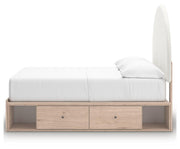 Arloster Tan/White Full Upholstered Panel Bed with Storage - PCB1566B7