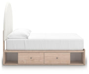 Arloster Tan/White Full Upholstered Panel Bed with Storage - PCB1566B7