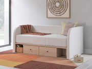 Arloster Tan/White Twin Upholstered Day Bed with Storage - PCB1566B9