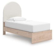 Arloster Tan/White Twin Upholstered Panel Bed - PCB1566B2