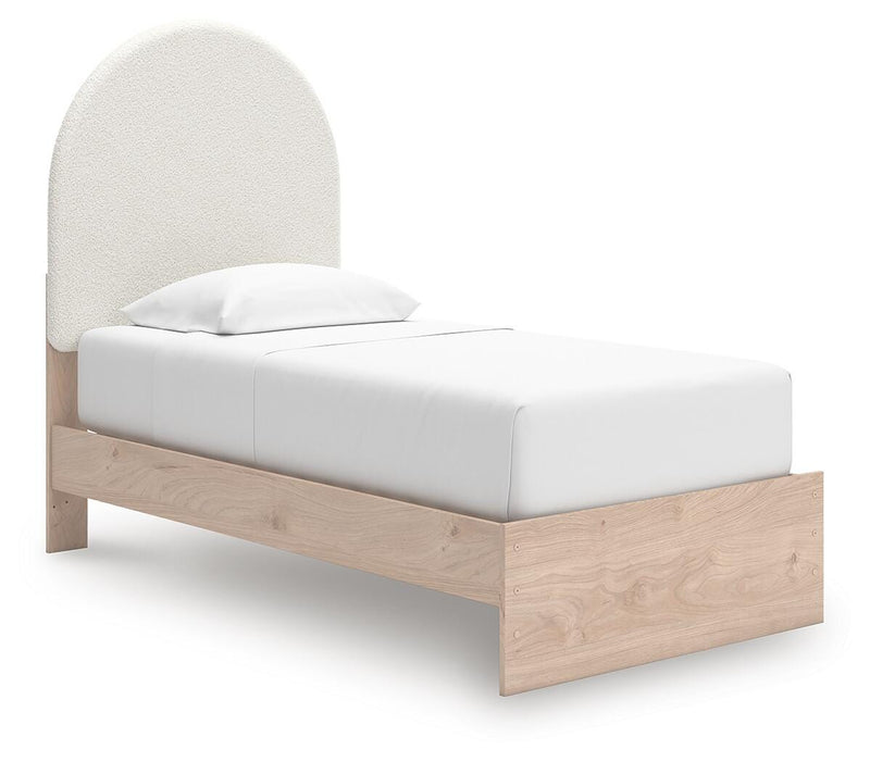 Arloster Tan/White Twin Upholstered Panel Bed - PCB1566B2
