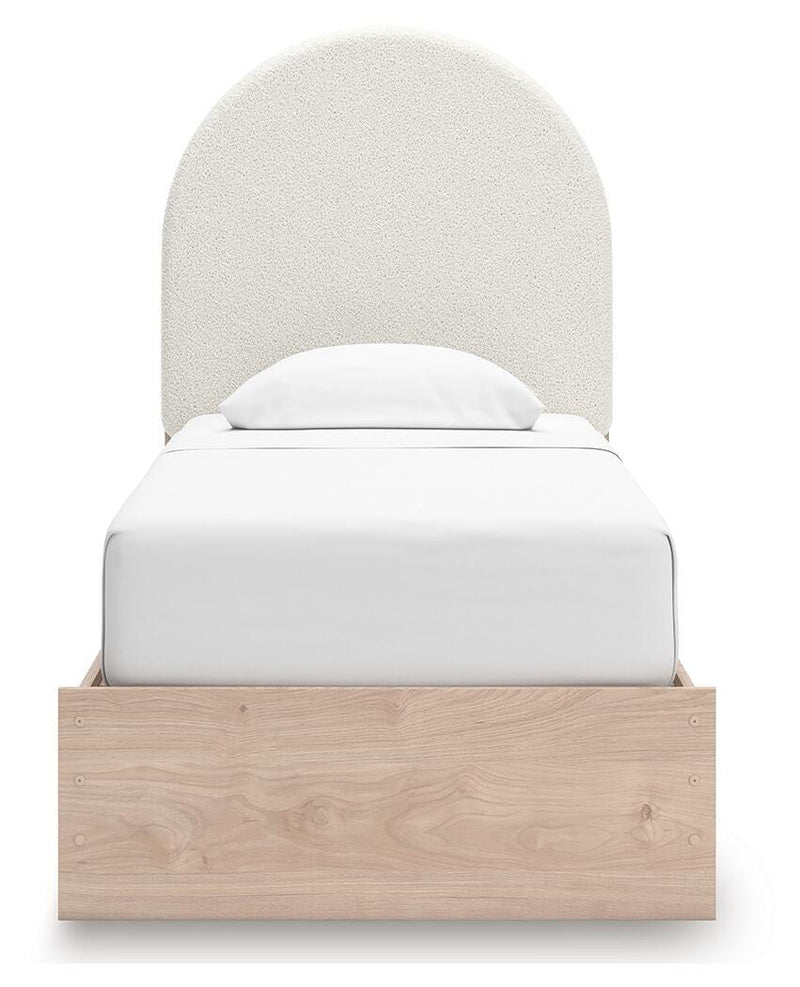 Arloster Tan/White Twin Upholstered Panel Bed - PCB1566B2