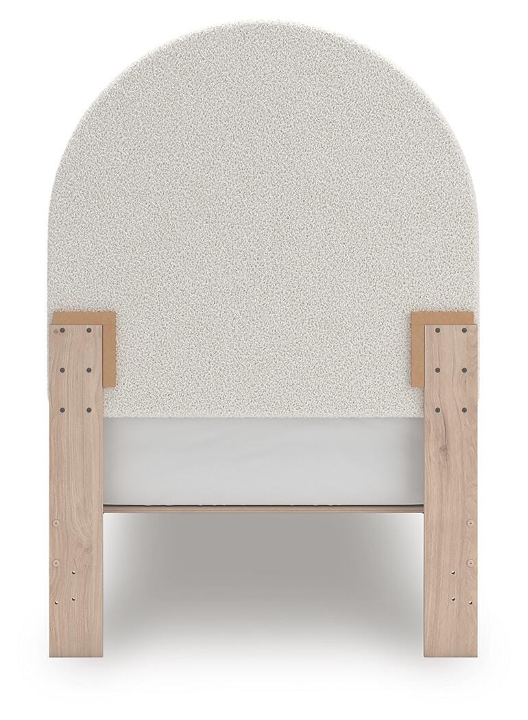 Arloster Tan/White Twin Upholstered Panel Bed - PCB1566B2