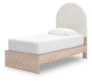 Arloster Tan/White Twin Upholstered Panel Bed with Storage - PCB1566B4