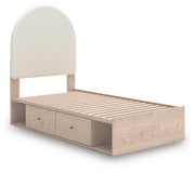 Arloster Tan/White Twin Upholstered Panel Bed with Storage - PCB1566B4