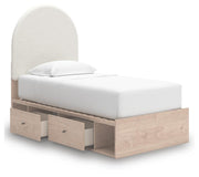 Arloster Tan/White Twin Upholstered Panel Bed with Storage - PCB1566B4
