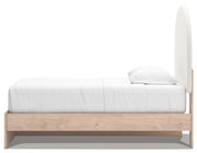 Arloster Tan/White Twin Upholstered Panel Bed with Storage - PCB1566B4