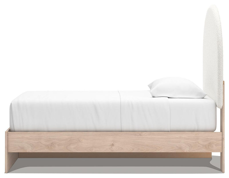 Arloster Tan/White Twin Upholstered Panel Bed with Storage - PCB1566B4