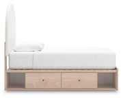 Arloster Tan/White Twin Upholstered Panel Bed with Storage - PCB1566B4