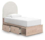 Arloster Tan/White Twin Upholstered Panel Bed with Storage - PCB1566B6