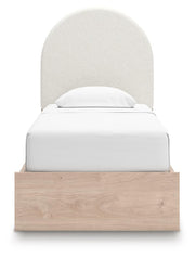 Arloster Tan/White Twin Upholstered Panel Bed with Storage - PCB1566B6
