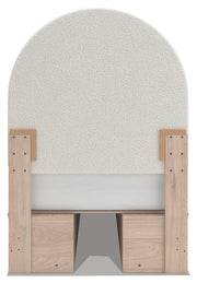Arloster Tan/White Twin Upholstered Panel Bed with Storage - PCB1566B6
