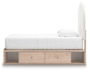 Arloster Tan/White Twin Upholstered Panel Bed with Storage - PCB1566B6