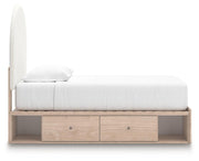 Arloster Tan/White Twin Upholstered Panel Bed with Storage - PCB1566B6