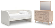Arloster Twin Upholstered Day Bed, Dresser and Mirror - PCB1566B14