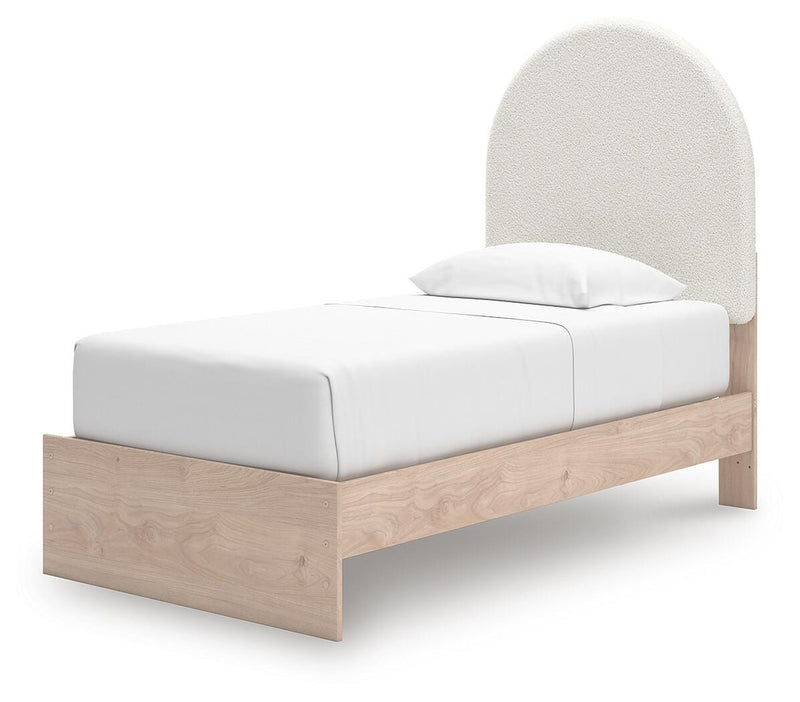 Arloster Twin Upholstered Panel Bed, Dresser and Mirror - PCB1566B12
